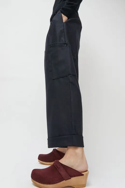 No.6 Store Bridget Clog on Mid Wedge in Burgundy Suede