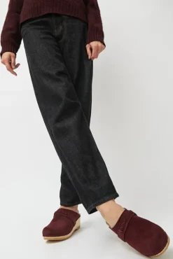 No.6 Store Bridget Clog on Mid Wedge in Burgundy Suede