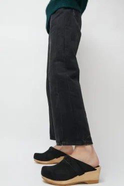 No.6 Store Bridget Clog on Mid Wedge in Black Suede
