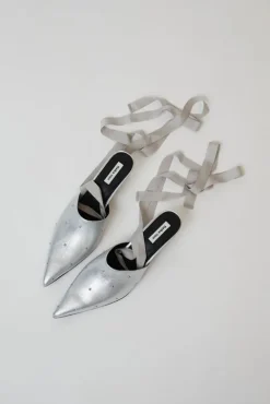 No.6 Store Byul Ribbon Mules in Silver