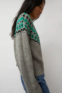 No.6 Store Cardiff Sweater in Grey and Green