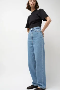 No.6 Store Carrot Leg Trousers in Classic Denim Blue