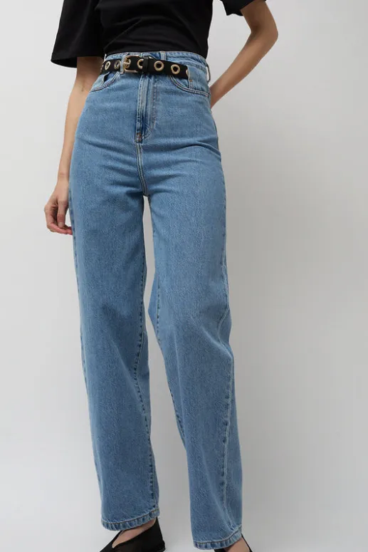 No.6 Store Carrot Leg Trousers in Classic Denim Blue