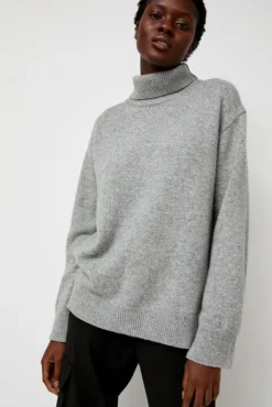 No.6 Store Cashmere Blend High Neck Knit in Gray
