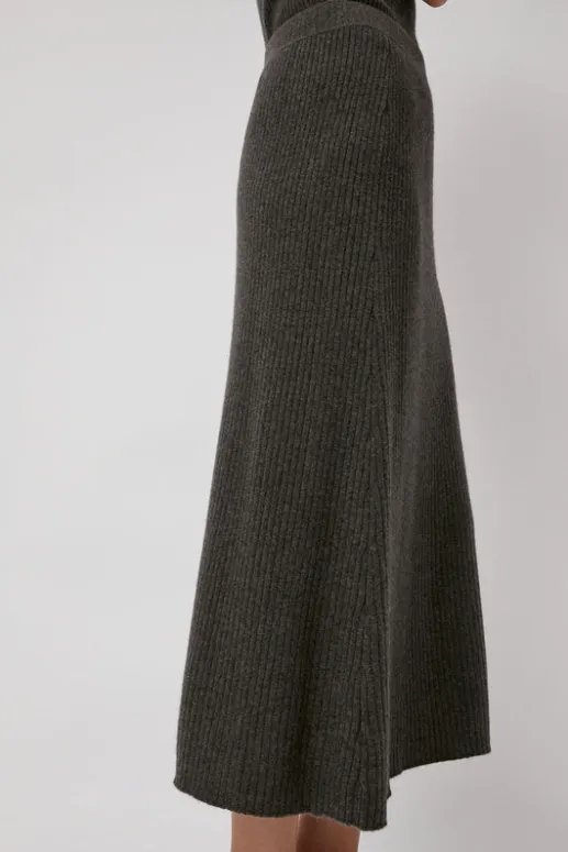 No.6 Store Cashmere Rib Semi Circle Skirt in Olive Melange