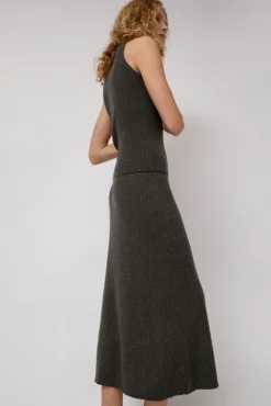 No.6 Store Cashmere Rib Semi Circle Skirt in Olive Melange