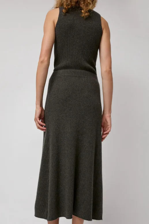 No.6 Store Cashmere Rib Semi Circle Skirt in Olive Melange