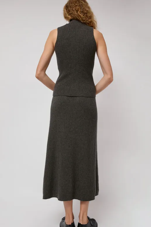 No.6 Store Cashmere Rib Semi Circle Skirt in Olive Melange