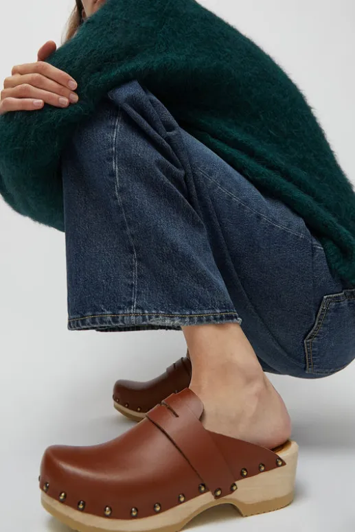 No.6 Store Charlotte Studded Clog on Low Base in British Tan