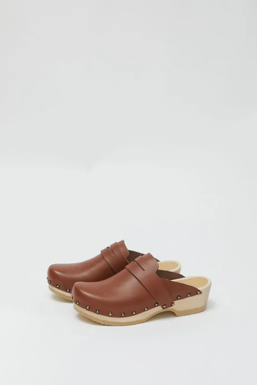 No.6 Store Charlotte Studded Clog on Low Base in British Tan
