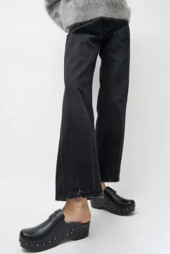 No.6 Store Charlotte Studded Clog on Low Base in Jet on Black Base