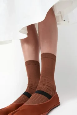 No.6 Store Cjalce Viscose Tabi Socks in Camel