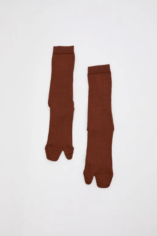 No.6 Store Cjalce Viscose Tabi Socks in Camel