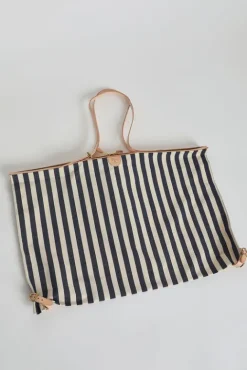 No.6 Store Collapsible Travel Bag in Riga Blue and Naturale