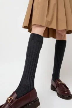 No.6 Store College Wool Ribbed Socks in Charcoal