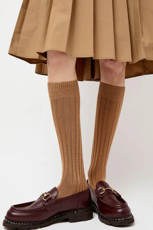 No.6 Store College Wool Ribbed Socks in Camel