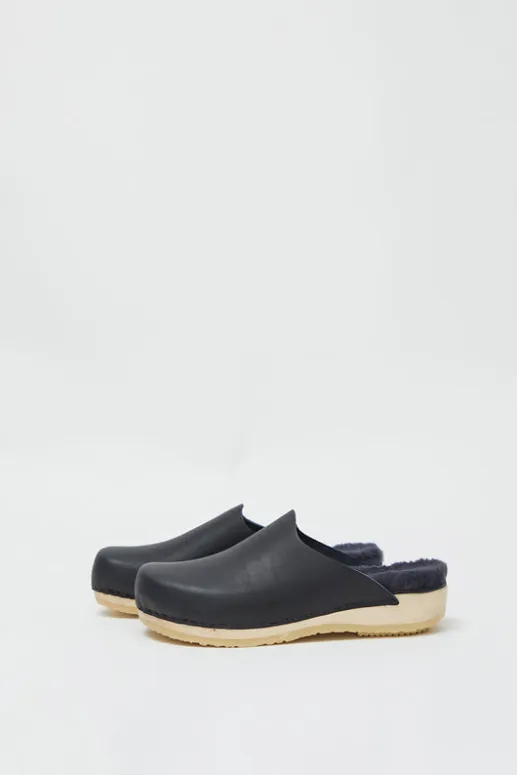 No.6 Store Contour Clog with Shearling on Flat Base in Indigo