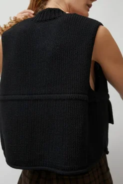 No.6 Store Cotton Pocket Waistcoat in Black