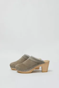 No.6 Store Dakota Shearling Clog on High Heel in Mist