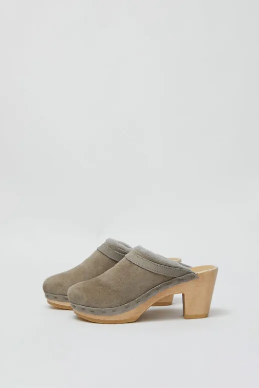 No.6 Store Dakota Shearling Clog on High Heel in Mist