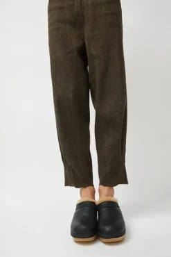 No.6 Store Dakota Shearling Clog on Mid Heel in Ink Aviator