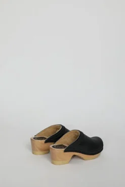 No.6 Store Dakota Shearling Clog on Mid Heel in Ink Aviator