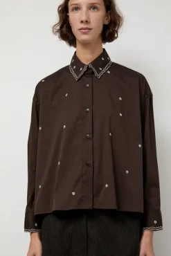No.6 Store Embroidery Shirt in Chocolate