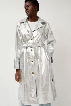 No.6 Store Emile Trench in Silver Faux Leather