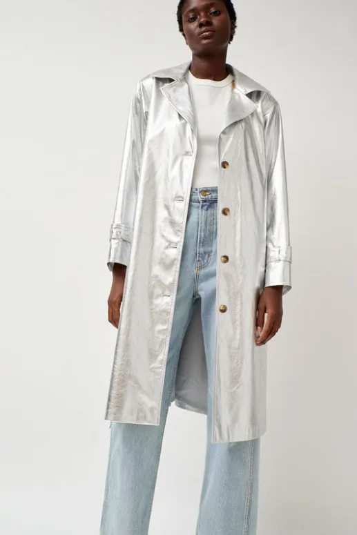 No.6 Store Emile Trench in Silver Faux Leather