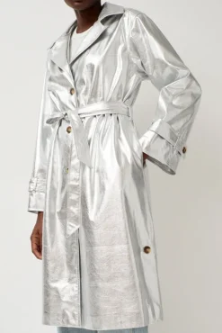 No.6 Store Emile Trench in Silver Faux Leather