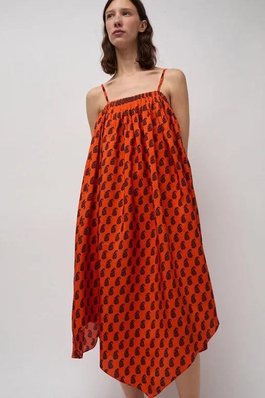 No.6 Store Etretat Print Handkerchief Dress in Vermillion Paisley