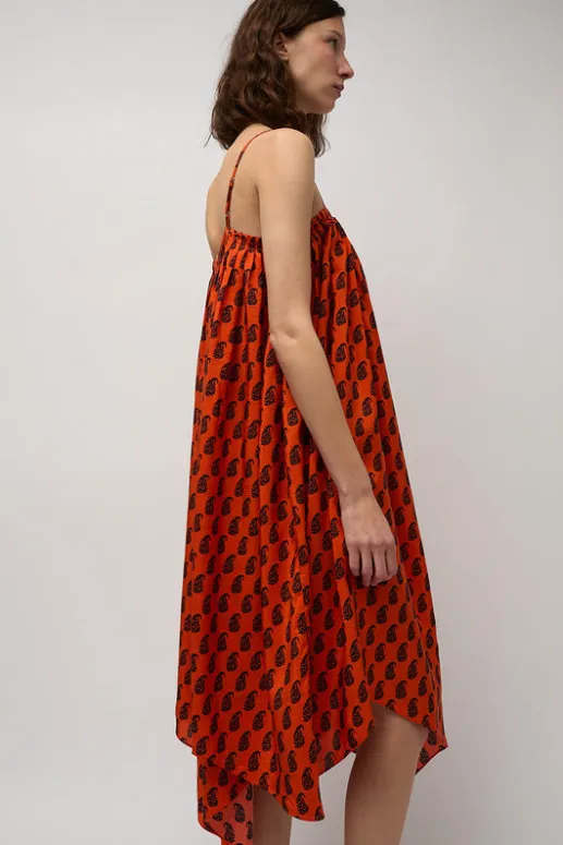 No.6 Store Etretat Print Handkerchief Dress in Vermillion Paisley