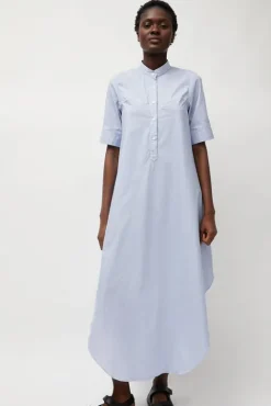 No.6 Store Extra Long Shirt in Blue and White Stripe