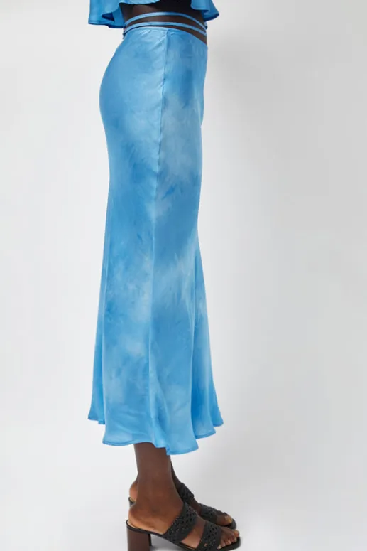 No.6 Store Fluid Skirt in Maya Blue Tie Dye