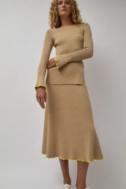 No.6 Store Fly Rib Skirt in Hazelnut