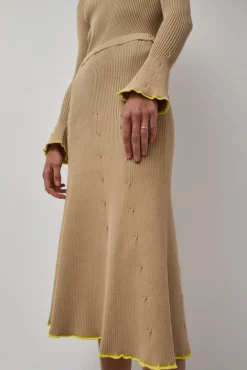 No.6 Store Fly Rib Skirt in Hazelnut