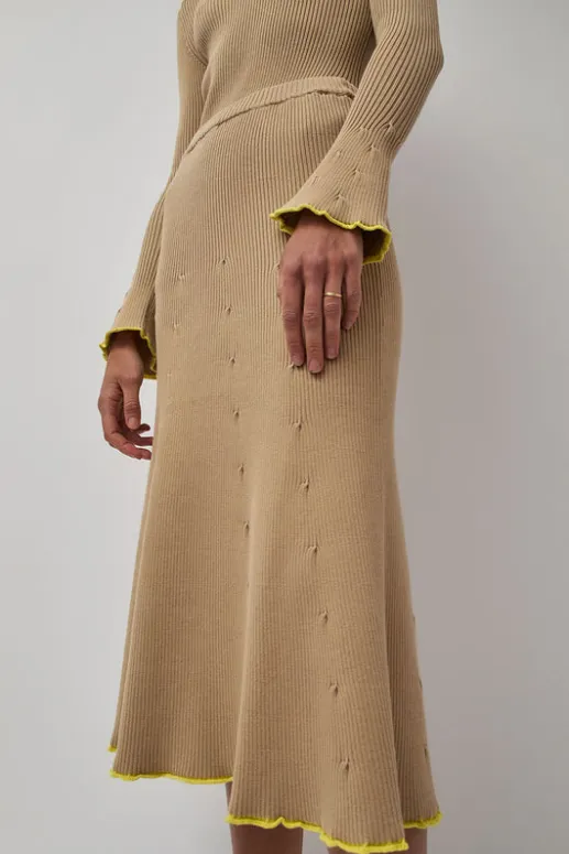 No.6 Store Fly Rib Skirt in Hazelnut