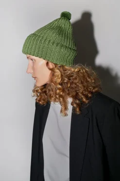 No.6 Store Fold Up Long Pom Pom Beanie in Grass