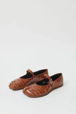No.6 Store Fu-Tabi Mary Jane in Brown Faux Croc
