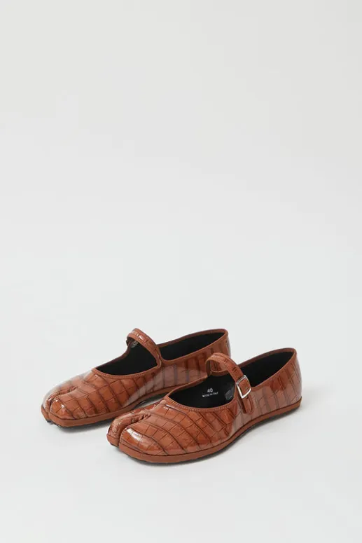 No.6 Store Fu-Tabi Mary Jane in Brown Faux Croc