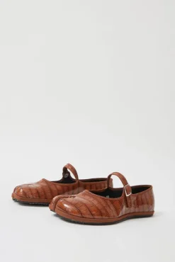 No.6 Store Fu-Tabi Mary Jane in Brown Faux Croc