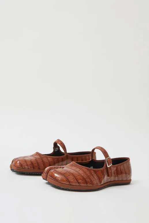 No.6 Store Fu-Tabi Mary Jane in Brown Faux Croc
