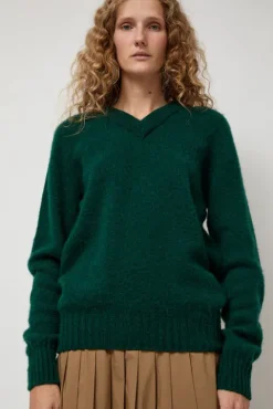 No.6 Store Future Memories V Neck Sweater in Forest