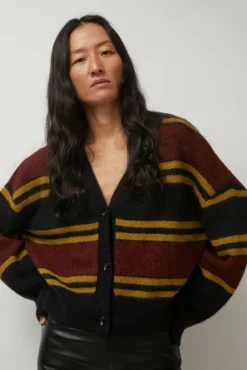 No.6 Store Gabriel Cardigan in Brown and Black Stripe