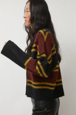No.6 Store Gabriel Cardigan in Brown and Black Stripe