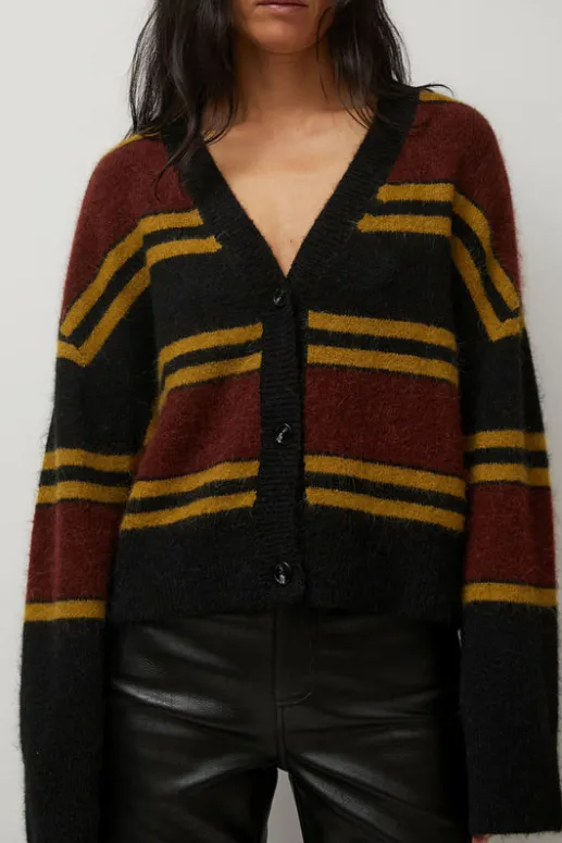 No.6 Store Gabriel Cardigan in Brown and Black Stripe