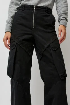 No.6 Store Garment-Dyed Gabardine Wide Cargo Pants in Carbon Pigment
