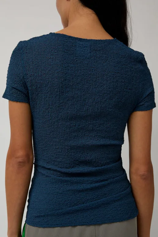 No.6 Store Gauze Ruched Tee in Anthracite Blue