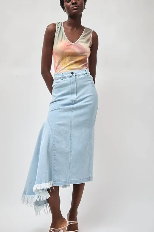 No.6 Store Gloria Skirt in Washed Light Blue