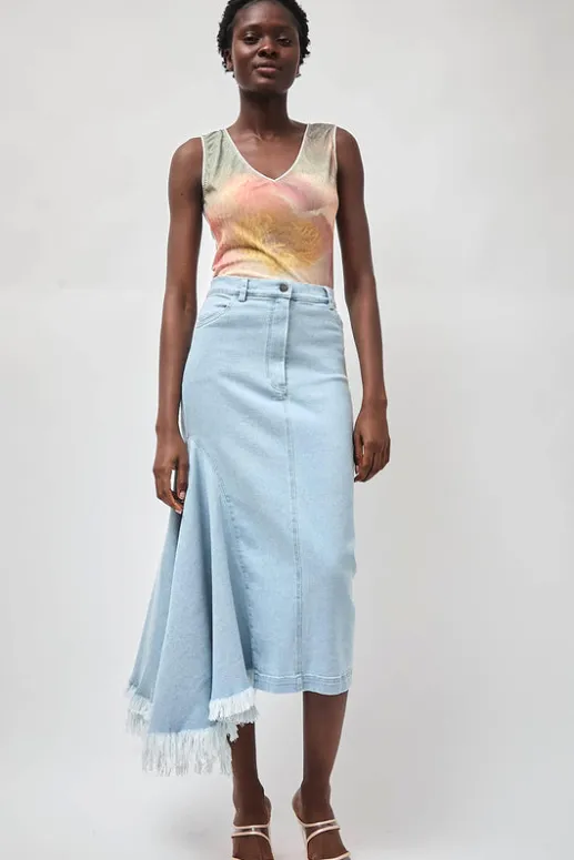 No.6 Store Gloria Skirt in Washed Light Blue